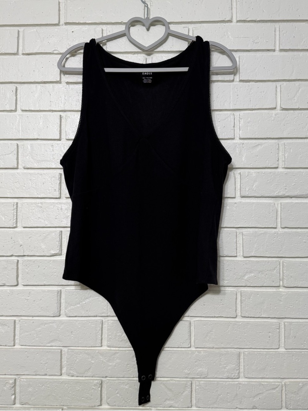 American Eagle Black Ribbed Bodysuit – XXL